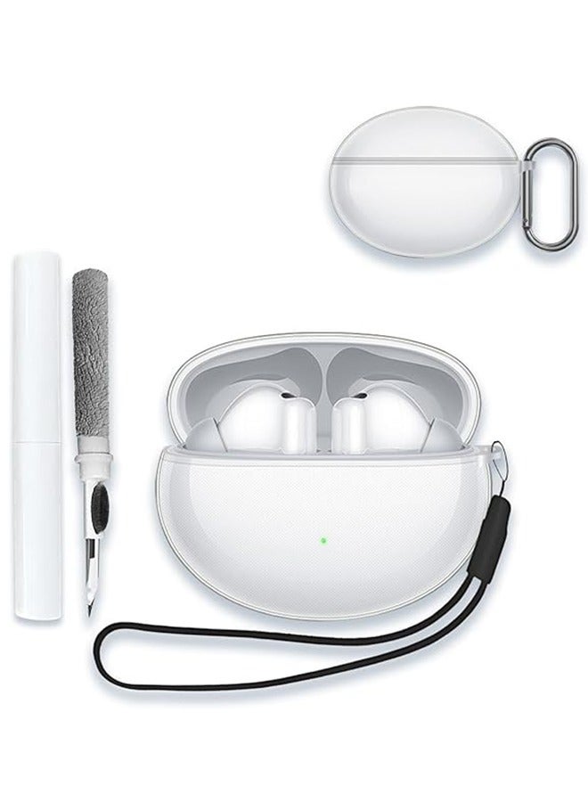 for FreeBuds 6i, made of scratch resistant soft silicone material, with shock-absorbing function, equipped with climbing buckle, hanging rope, cleaning pen, transparent color - Image 1