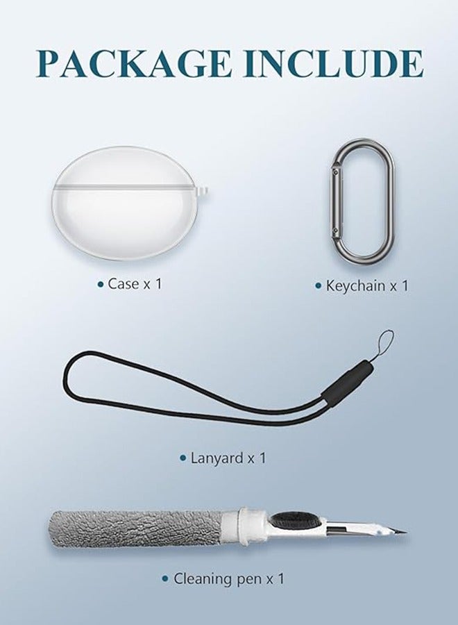 for FreeBuds 6i, made of scratch resistant soft silicone material, with shock-absorbing function, equipped with climbing buckle, hanging rope, cleaning pen, transparent color - Image 2