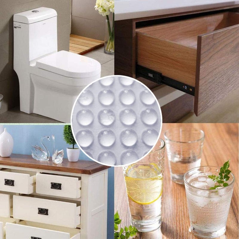 ECHSRT EcHSRT Clear Rubber Feet 100pcs Round Self Adhesive Silicon Bumper Pads for Drawers Table Tops Cupboard Frames Glassware and Furniture Mute Buffer Door Protector for Home 1 Sheet Clear  - Image 4