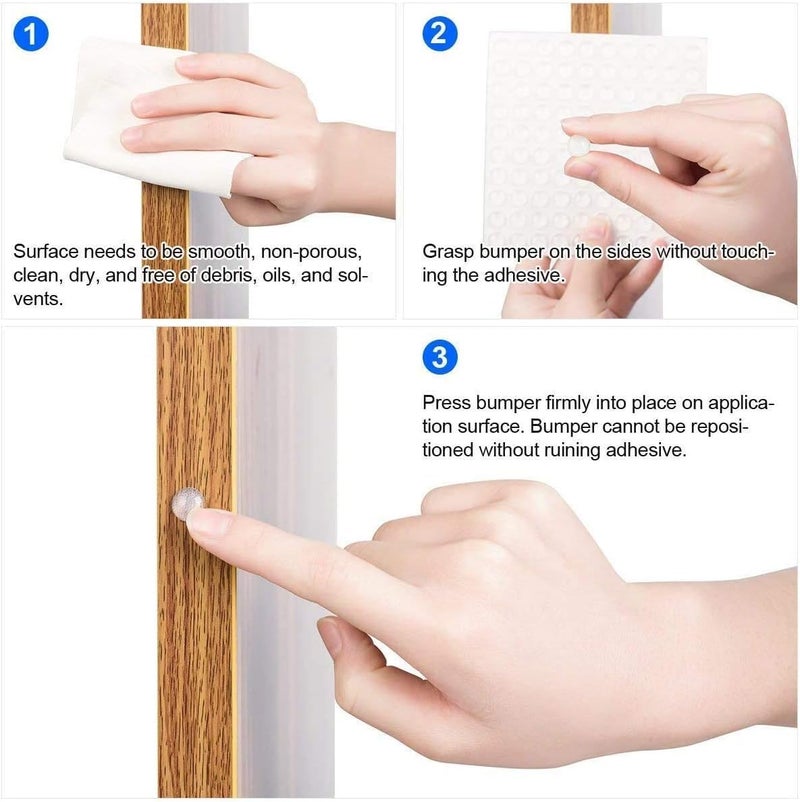 ECHSRT EcHSRT Clear Rubber Feet 100pcs Round Self Adhesive Silicon Bumper Pads for Drawers Table Tops Cupboard Frames Glassware and Furniture Mute Buffer Door Protector for Home 1 Sheet Clear  - Image 3
