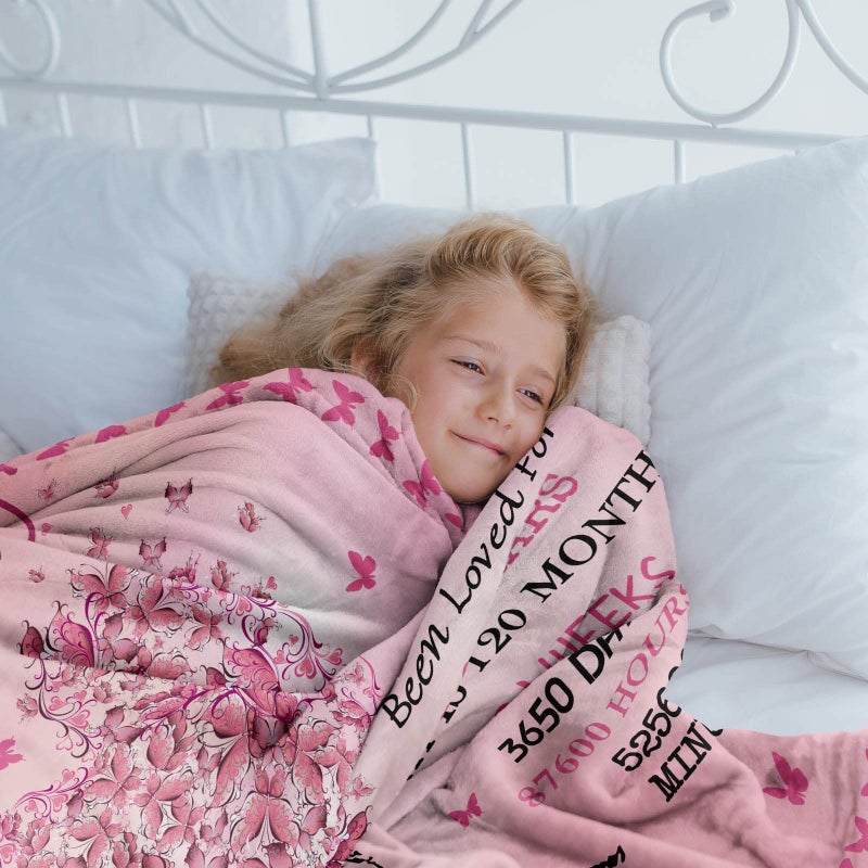 Gevuto 10 Year Old Girl Birthday Gifts Blankets 10th Birthday Decorations for Girl Throw 50""X60""  Best Gifts for 10 Year Old Girls  Double Digits Birthday Gifts for 10 Year Old Girls  Teen Girl Gifts - Image 3