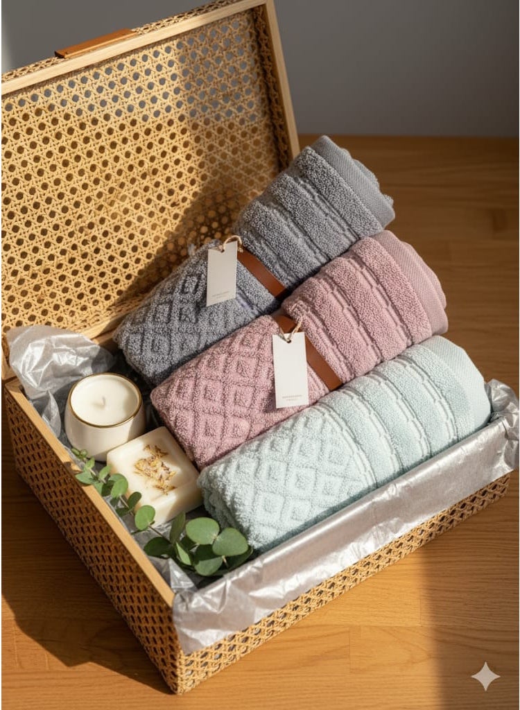 توالا مجموعه من فوط وجه مكونه من 3 فوط , قطن 100%, ناعمه , امتصاص عالي ,تصميم شيك, 50*100 سم - Image 3