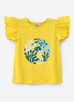 Vibrant Yellow Leafy Circle Cotton Tee for Girls - pzsku/ZAA1B16183BB68F0B2BB2Z/45/_/1740055240/8316fb3f-af20-470c-b7d9-638ff4b78e2e