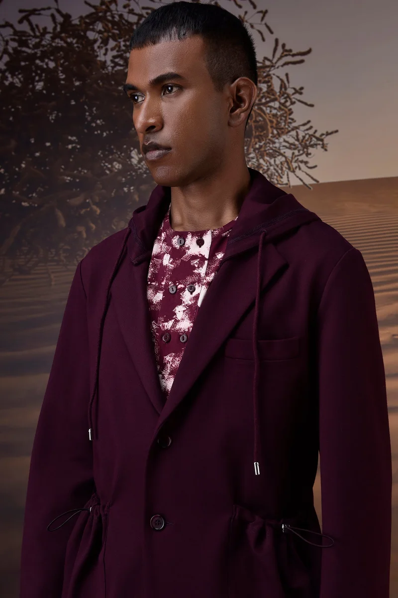 Genes Lecoanet Hemant Contemporary Cherry Lacquer Hooded Jacket