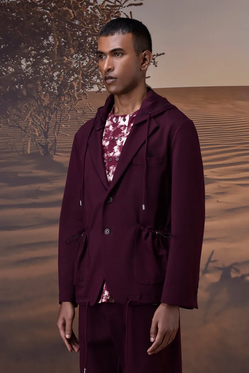 Genes Lecoanet Hemant Contemporary Cherry Lacquer Hooded Jacket