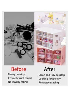 Excefore Mini Plastic Drawer Organiser, 9 Drawer Small Desktop Storage Drawers Box, Art Craft Organisers and Storage Used In Desk, for Cosmetic Makeup Office Supplies Crafts Jewelry - White  - Image 4