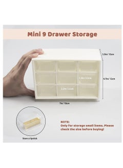 Excefore Mini Plastic Drawer Organiser, 9 Drawer Small Desktop Storage Drawers Box, Art Craft Organisers and Storage Used In Desk, for Cosmetic Makeup Office Supplies Crafts Jewelry - White  - Image 2