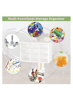 Excefore Mini Plastic Drawer Organiser, 9 Drawer Small Desktop Storage Drawers Box, Art Craft Organisers and Storage Used In Desk, for Cosmetic Makeup Office Supplies Crafts Jewelry - White  - Image 3
