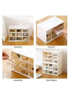 Excefore Mini Plastic Drawer Organiser, 9 Drawer Small Desktop Storage Drawers Box, Art Craft Organisers and Storage Used In Desk, for Cosmetic Makeup Office Supplies Crafts Jewelry - White  - Image 5