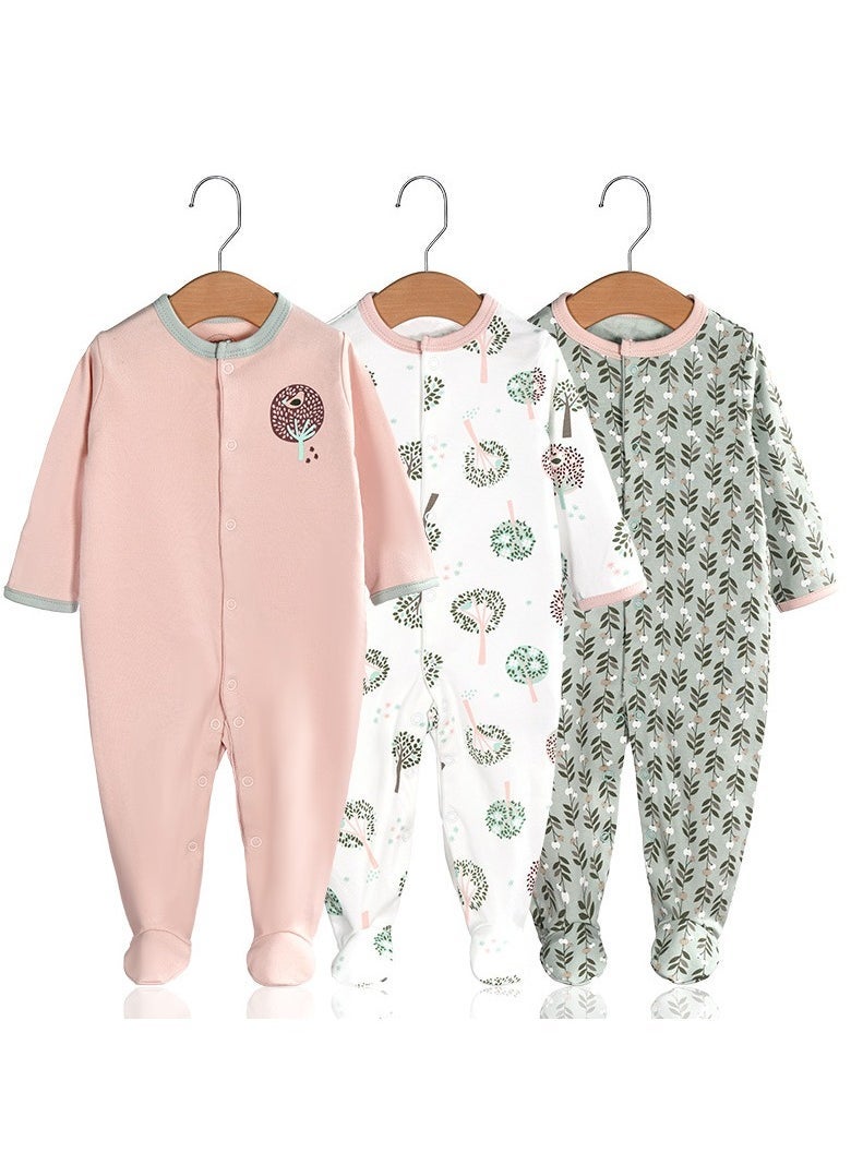 Infant And Toddler One-Piece Long-Sleeved Crawling Suit 3-Piece Set - Image 1