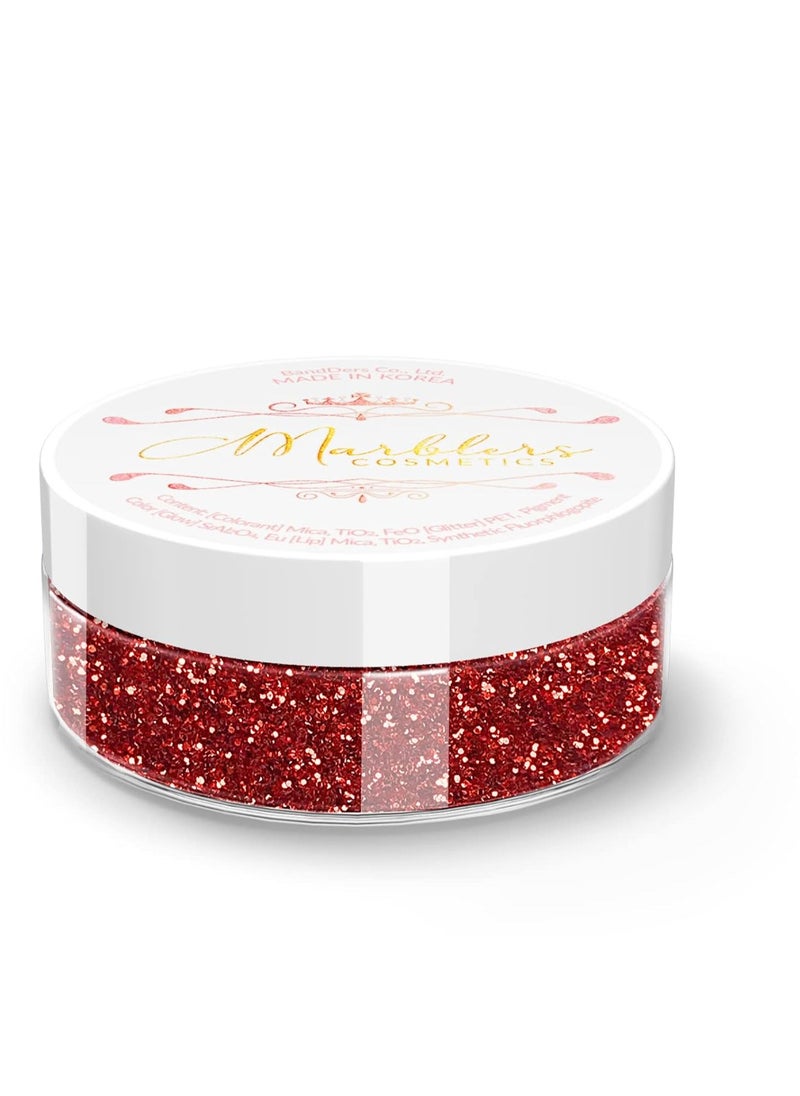 MARBLERS MARBLERS Twinkle Face & Body Glitter [Santa Red] 0.18oz (5g) | Fine | Non-Toxic | Vegan | Cruelty-Free | Ethically Sourced | Festival Makeup | Eye, Hair, Nail, Eyeshadow | Cosmetic Grade  - Image 1
