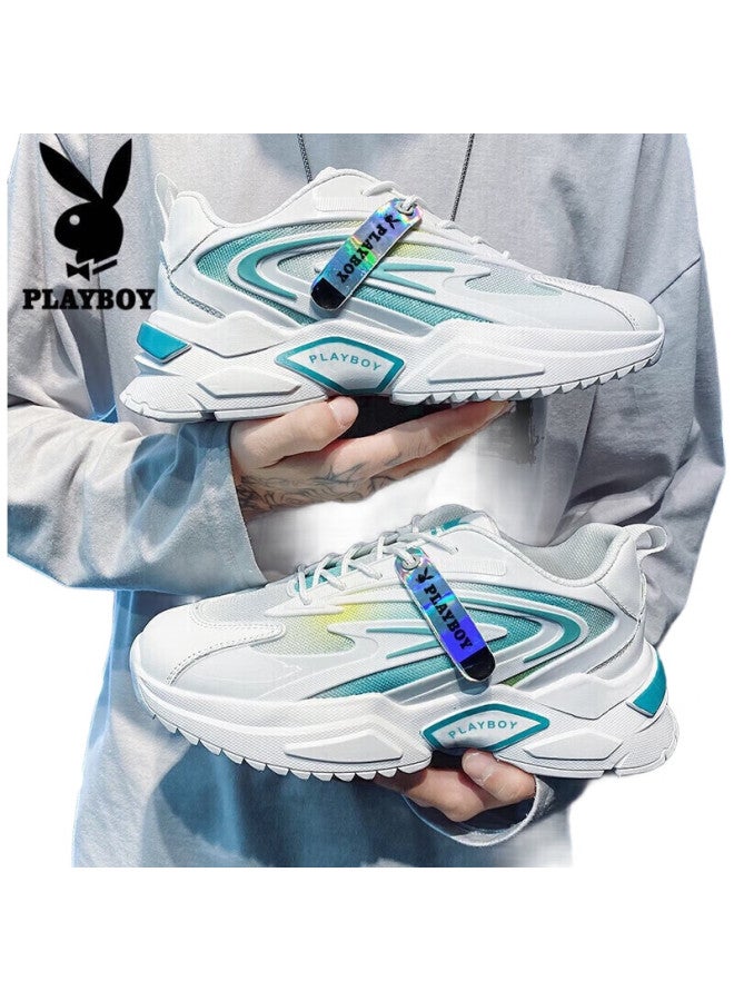 PLAYBOY Dad Shoes For Men, Summer Men'S Versatile Casual Shoes, Men'S Sneakers, White And Green, Size 41 - Image 2
