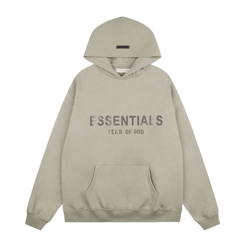 FOG Essentials Fleece-Lined Hoodie & Pants Set with Silver Letter Print - Casual Streetwear