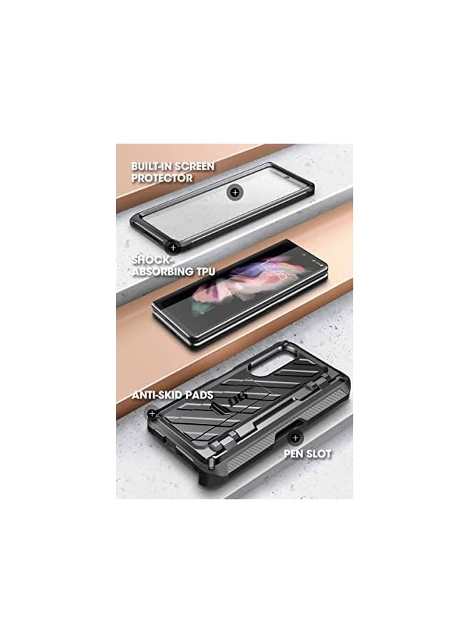 SupCase - Unicorn Beetle Pro Series Case for Samsung Galaxy Z Fold 3 5G (2021), Full-Body Dual Layer Rugged Case with Built-in Screen Protector & Kickstand & S Pen Slot (Black) - Image 1