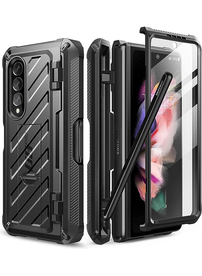 SupCase - Unicorn Beetle Pro Series Case for Samsung Galaxy Z Fold 3 5G (2021), Full-Body Dual Layer Rugged Case with Built-in Screen Protector & Kickstand & S Pen Slot (Black) - Image 1