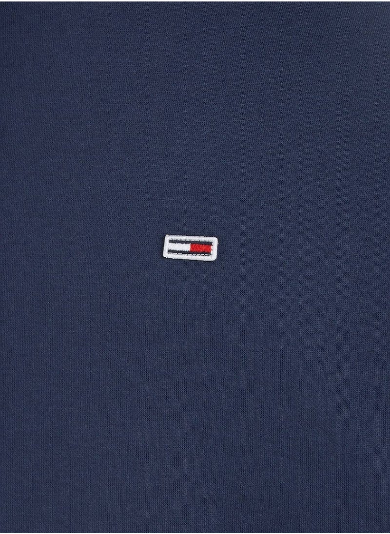 TOMMY JEANS - Men's Fleece Flag Patch Hoody Sweatshirt, Navy - Image 1