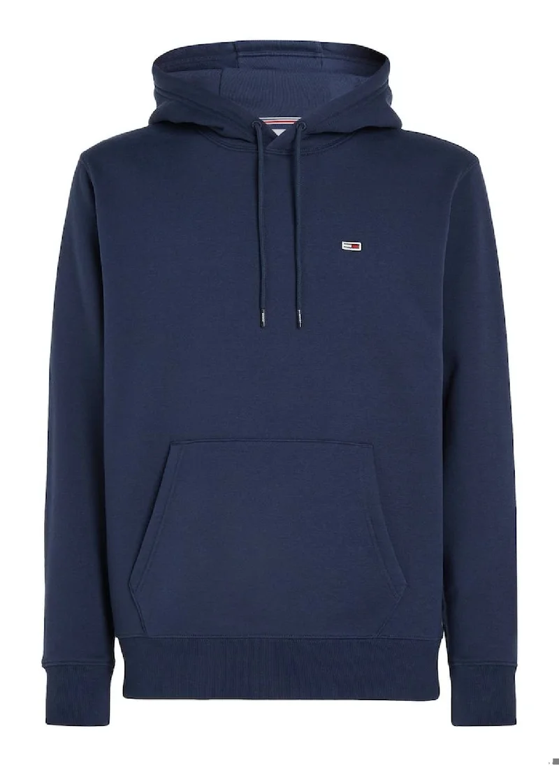 TOMMY JEANS Men's Fleece Flag Patch Hoody Sweatshirt, Navy