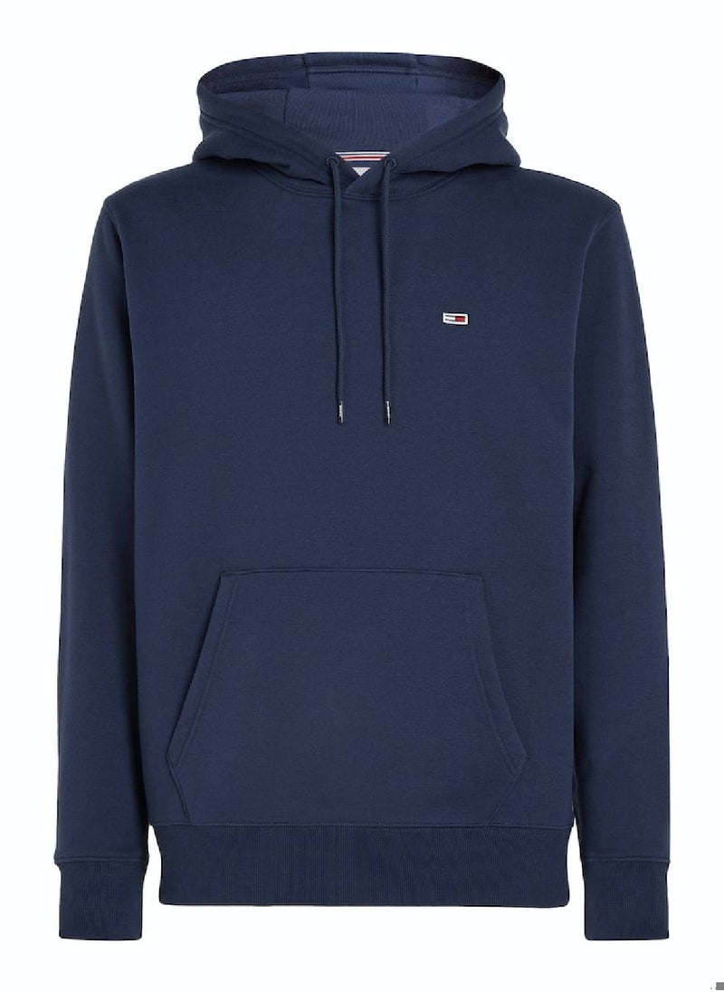 TOMMY JEANS - Men's Fleece Flag Patch Hoody Sweatshirt, Navy - Image 1