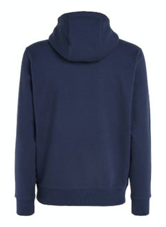 TOMMY JEANS Men's Fleece Flag Patch Hoody Sweatshirt, Navy  - Image 2
