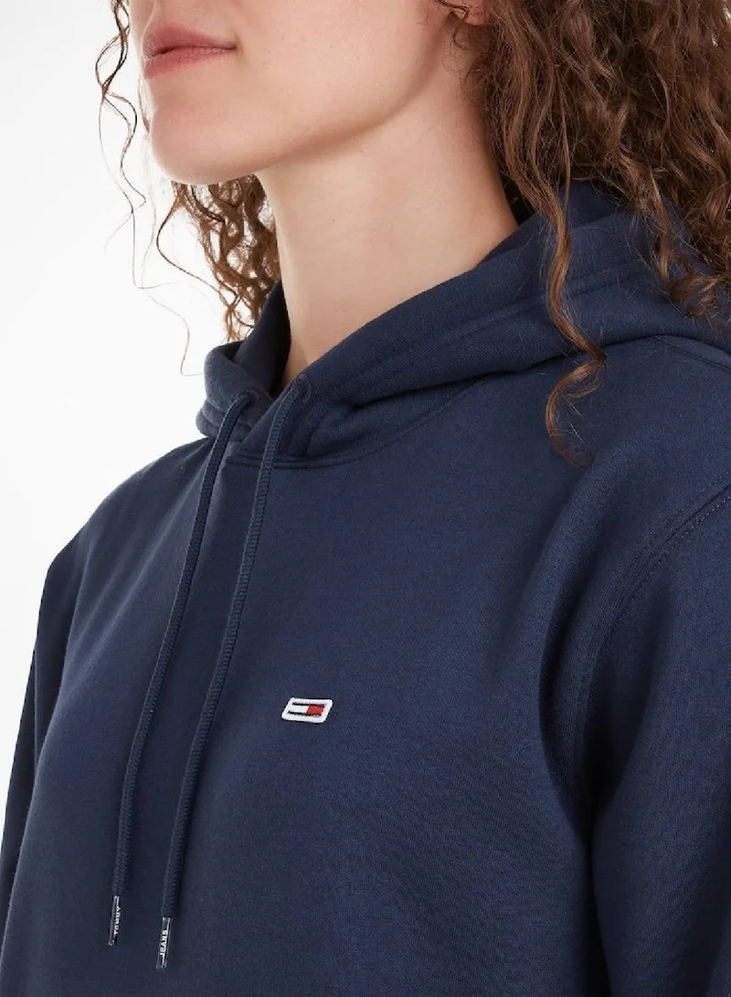 Tommy Jeans Twilight Navy Fleece Flag Patch Hoody for Men | Best Price UAE