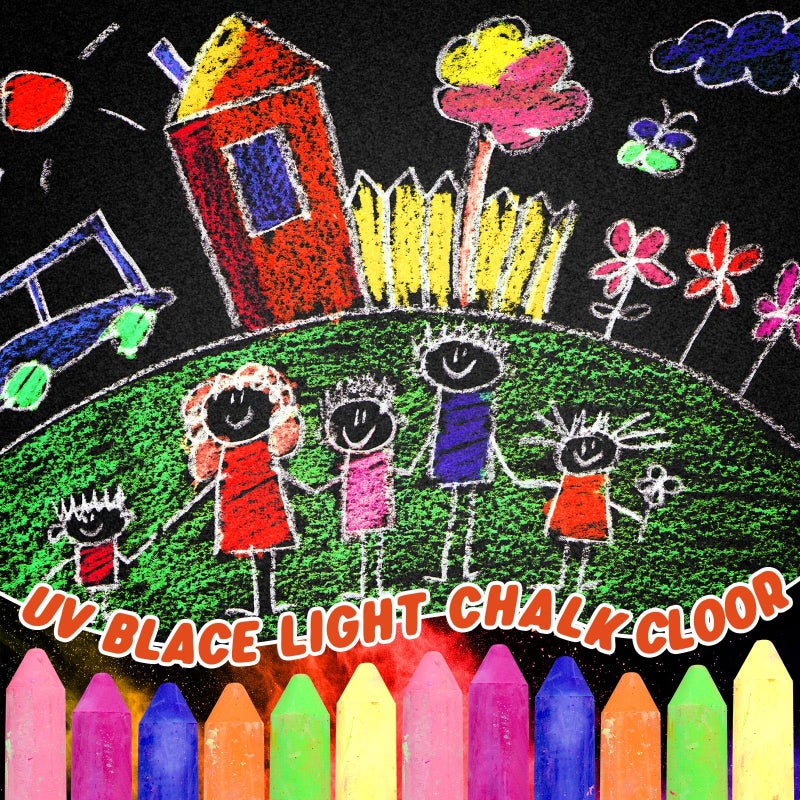Feifeiya 30 Pcs Glow in the Dark Chalk Under Blacklight, 6 Neon Colors Washable Dustless UV Sidewalk Chalk for Black Light Party Playground Chalkboard Birthday Gift and Outdoor Drawing (Crayon) - Image 4
