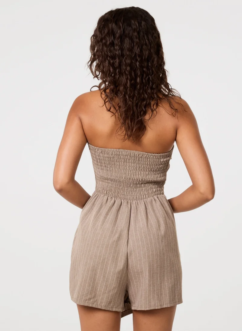 بينك فانيلا فستان سكورت بياقة باندو مخطط