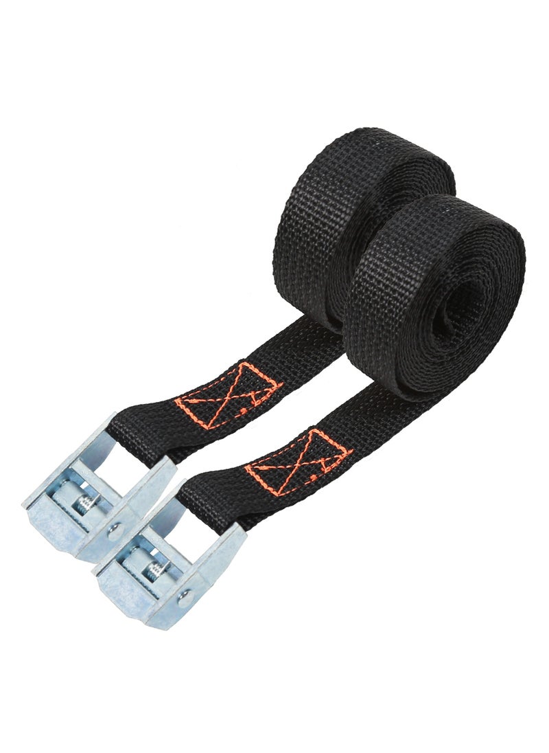 KSEIBI Tie Down Set 2-PC, 25mmX2.5m Ratchet Tie Down Straps, Heavy Duty Ratchet Straps with Polyester Webbing, Fits for Moving Appliances, Motorcycle, ATV Truck, Lawn Equipment, Cargo & Daily Use, Black.  - Image 1