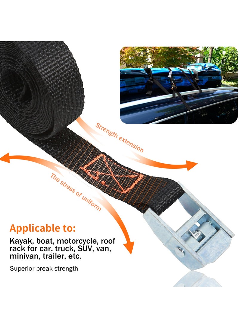 KSEIBI Tie Down Set 2-PC, 25mmX2.5m Ratchet Tie Down Straps, Heavy Duty Ratchet Straps with Polyester Webbing, Fits for Moving Appliances, Motorcycle, ATV Truck, Lawn Equipment, Cargo & Daily Use, Black.  - Image 2