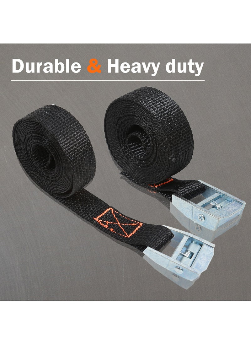 KSEIBI Tie Down Set 2-PC, 25mmX2.5m Ratchet Tie Down Straps, Heavy Duty Ratchet Straps with Polyester Webbing, Fits for Moving Appliances, Motorcycle, ATV Truck, Lawn Equipment, Cargo & Daily Use, Black.  - Image 5