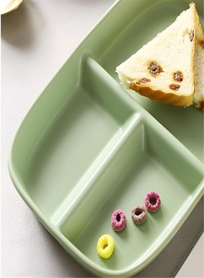 Amillee Wheat Straw Rectangular Divided Plates for Healthy Eating, 3 Sections Dinner Plates for Adults, Kids, Campers, and Portion Control, Microwave and Dishwasher Safe Dish (Pack of 2,Nordic Green) - Image 4