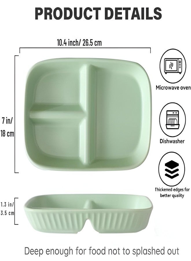 Amillee Wheat Straw Rectangular Divided Plates for Healthy Eating, 3 Sections Dinner Plates for Adults, Kids, Campers, and Portion Control, Microwave and Dishwasher Safe Dish (Pack of 2,Nordic Green) - Image 2
