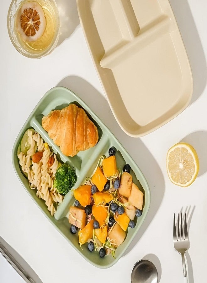 Amillee Wheat Straw Rectangular Divided Plates for Healthy Eating, 3 Sections Dinner Plates for Adults, Kids, Campers, and Portion Control, Microwave and Dishwasher Safe Dish (Pack of 2,Nordic Green) - Image 5