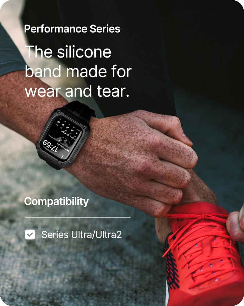 Fullmosa Compatible with Apple Watch Bands 49mm Rugged Apple Watch Strap Ultra with Bumper Case & Screen Protector for Men Women, Black - Image 3