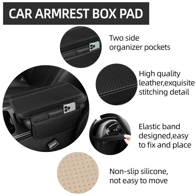 NBTEPEM 6 PCS Car Steering Wheel Cover Set, Microfiber Leather Steering Wheel Covers Universal 14.5-15 inch, Center Console Cover, Seat Belt Cushion, Cup Coaster, Car Accessories Set Black Gray - Image 4