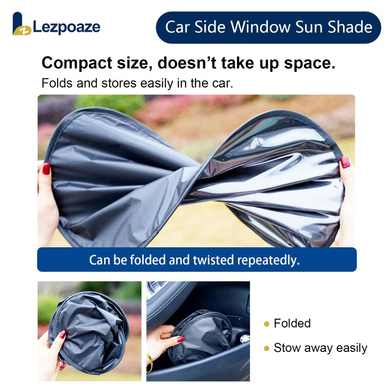 Lezpoaze 2-Pack Car Side Window Sun Shade | Black Gel Electrostatic UV Protection Sunshade | Universal Fit 99% Vehicles | Foldable Car Shades - Image 5
