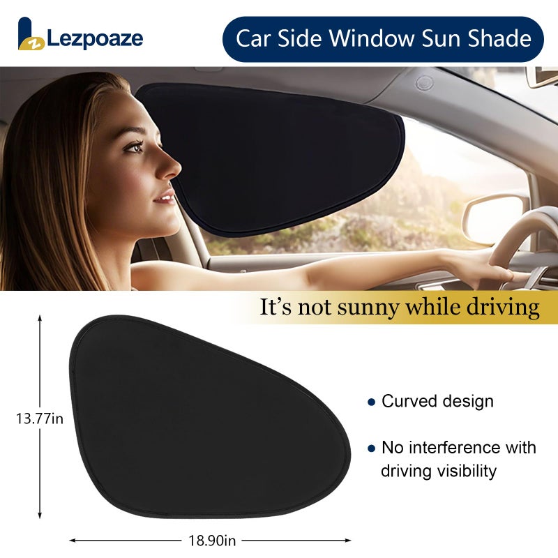 Lezpoaze 2-Pack Car Side Window Sun Shade | Black Gel Electrostatic UV Protection Sunshade | Universal Fit 99% Vehicles | Foldable Car Shades - Image 3