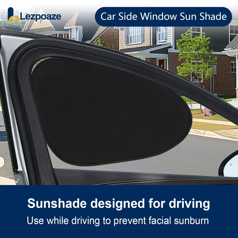Lezpoaze 2-Pack Car Side Window Sun Shade | Black Gel Electrostatic UV Protection Sunshade | Universal Fit 99% Vehicles | Foldable Car Shades - Image 2