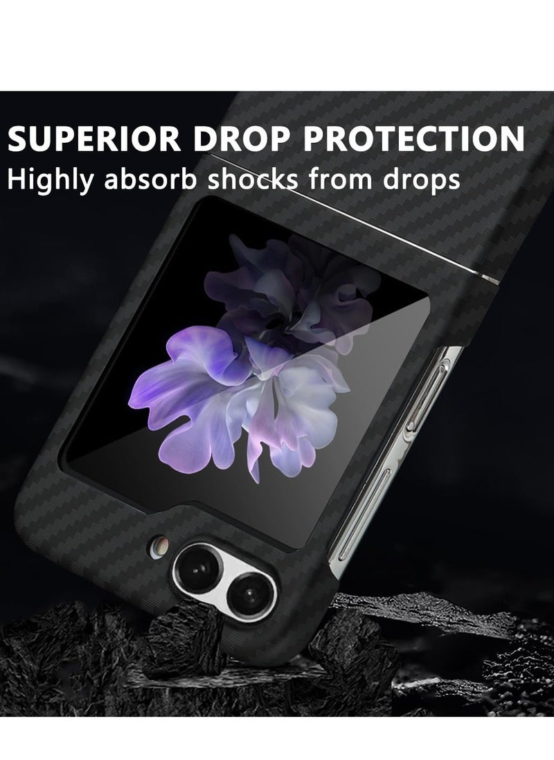 Aookay Compatible with Samsung Galaxy Z Flip 5 Case, Real Aramid Fiber Shockproof Anti-Scratch Case, with Full-Body Dual Layer Rugged Shookproof Case for Galaxy Z Flip 5 (Black)  - Image 3