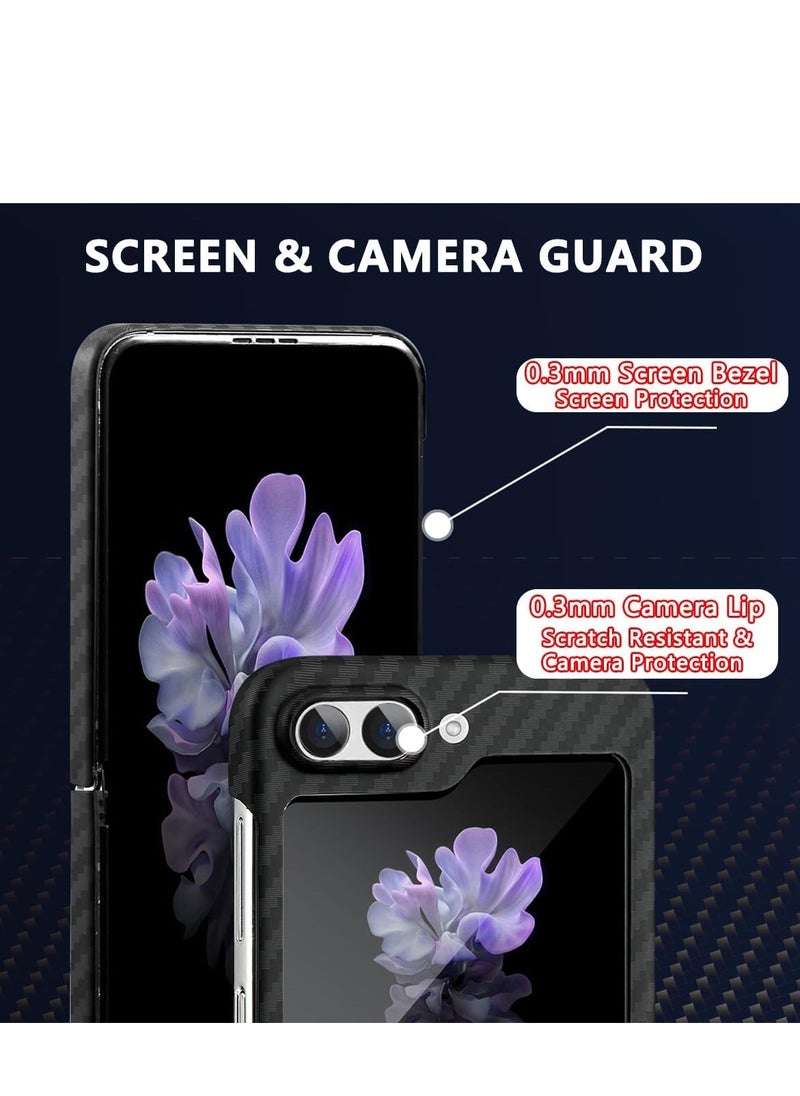 Aookay Compatible with Samsung Galaxy Z Flip 5 Case, Real Aramid Fiber Shockproof Anti-Scratch Case, with Full-Body Dual Layer Rugged Shookproof Case for Galaxy Z Flip 5 (Black)  - Image 4