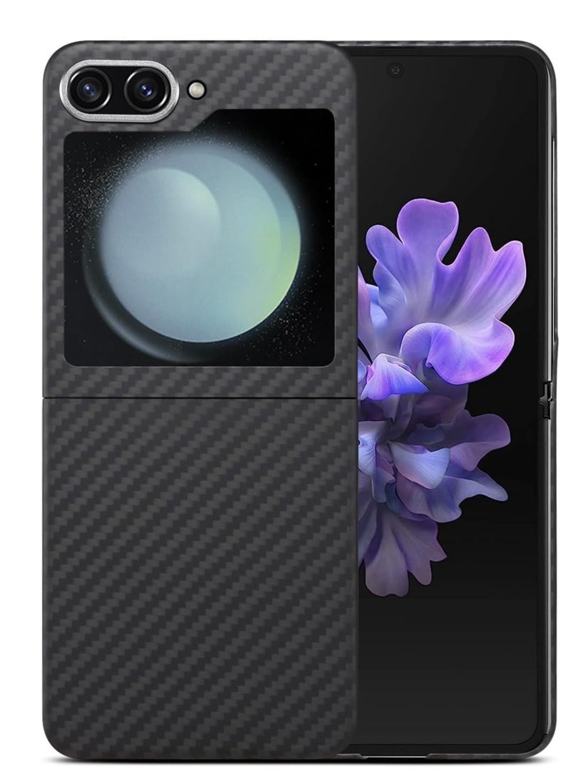 Aookay Compatible with Samsung Galaxy Z Flip 5 Case, Real Aramid Fiber Shockproof Anti-Scratch Case, with Full-Body Dual Layer Rugged Shookproof Case for Galaxy Z Flip 5 (Black)  - Image 1