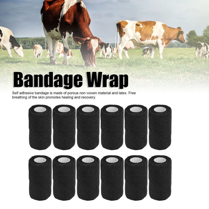 Black Self Adhesive Elastic Bandage Wrap For Wounds Swelling Sprains Pets - Image 3