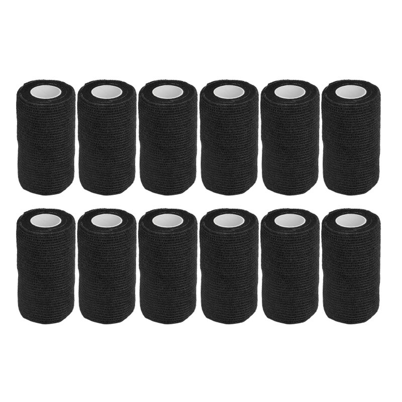 Black Self Adhesive Elastic Bandage Wrap For Wounds Swelling Sprains Pets - Image 2