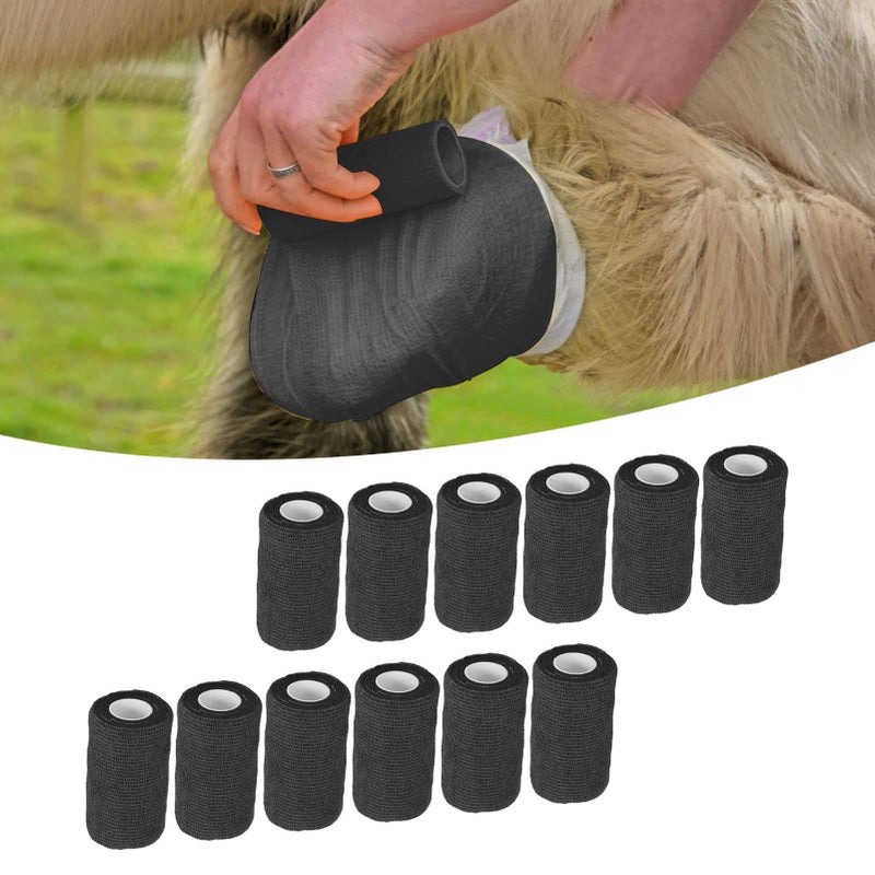 Black Self Adhesive Elastic Bandage Wrap For Wounds Swelling Sprains Pets - Image 5