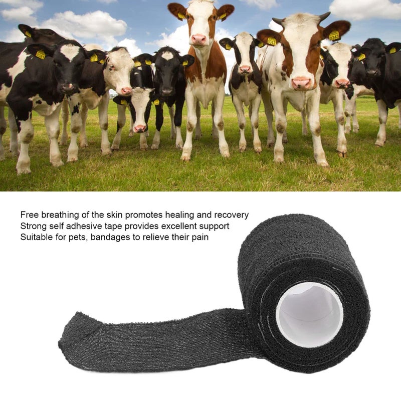 Black Self Adhesive Elastic Bandage Wrap For Wounds Swelling Sprains Pets - Image 4
