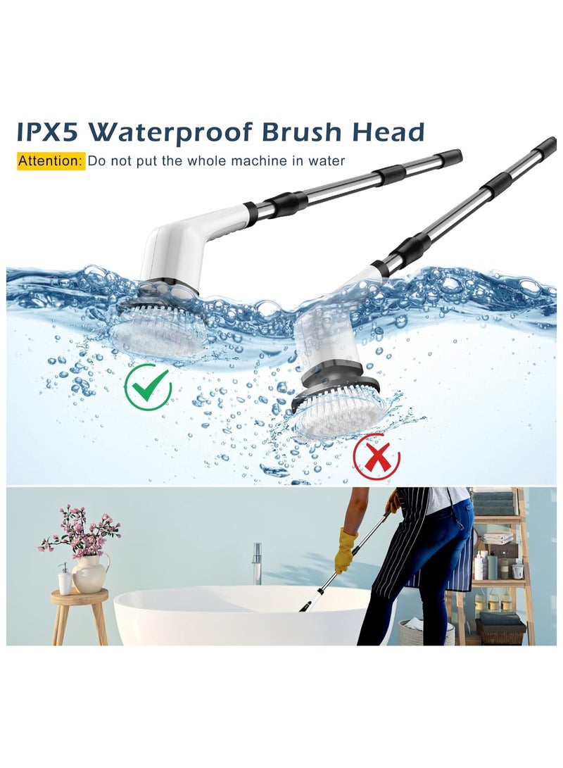 فرشاة تنظيف كهربائية دوارة 9 في 1 - فرشاة تنظيف حمام لاسلكية، 9 رؤوس قابلة للاستبدال، مقبض تمديد وشاحن، محرك 25 واط، مقاومة للماء، مناسبة لحوض الاستحمام والبلاط والدش والأرضيات والمزيد - Image 4