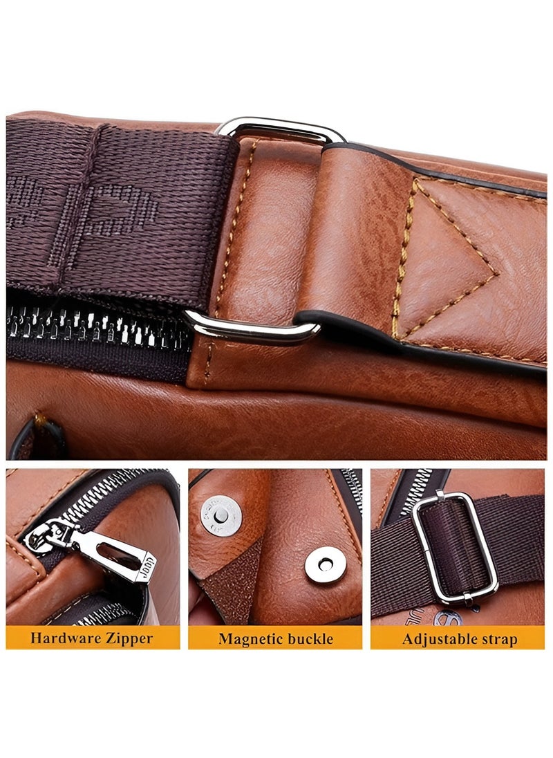 Jeep Men Crossbody Bag Shoulder Bags Vintage Men Handbags Large Capacity PU Leather Bag For Man Messenger Bags Tote Bag purse  - Image 5
