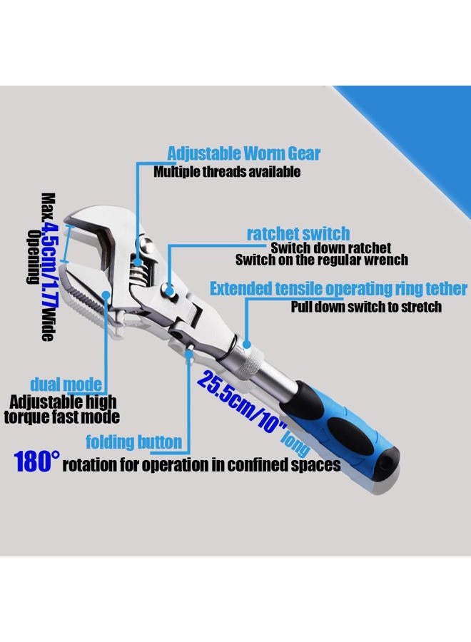 faxhool Flex Head Adjustable Wrench, 10-12.4 inch Multifunctional Flexible Retractable Ratchet Wrench, 180° Rotable for Use in Tight Spaces, Pipe Repair - Image 3