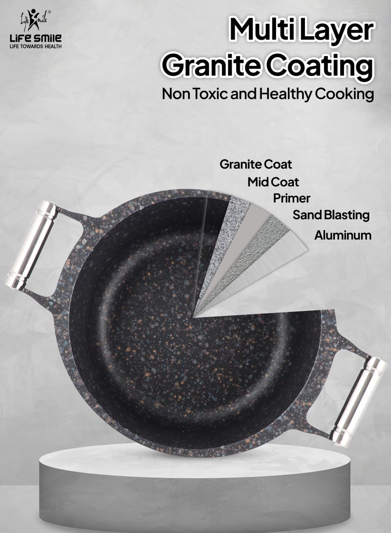 Life Smile Cookware Set 8 pieces - Granite Non Stick Pots and Pans set ,100% PFOA FREE -Complete Oven safe Casseroles ,Cookwares with Stainless steel Handles, Induction Base Cooking Set include 20/24/28cm Soup Pot & 26cm Shallow Pot - Image 4