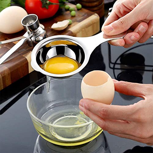 WE-CEF Egg Sheller Stainless Steel Egg White Separator Spoon Tools Eggs Yolk Filter Gadgets Kitchen Accessories Separating Funnel Spoon Egg Divider Tool Home, Kitchen (1) - Image 2