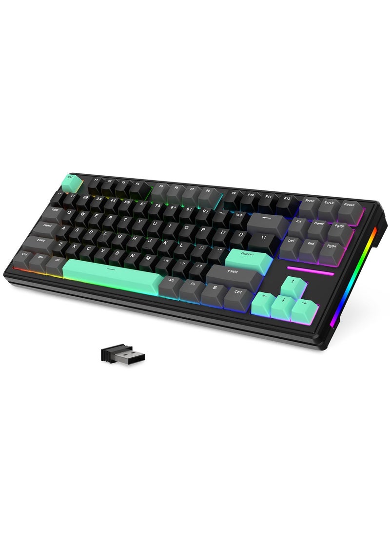 هجوم القرش - لوحة مفاتيح ميكانيكية للألعاب Attack Shark M87 بإضاءة خلفية RGB مدمجة وقابلة للتبديل السريع وقابلة للبرمجة USB-C/بلوتوث/2.4 جيجا هرتز لوحة مفاتيح مكتبية قابلة لإعادة الشحن لنظام Win/MAC - Image 1